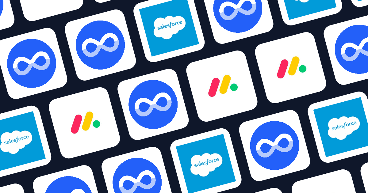 Icons representing Salesforce, monday.com, and custom CRM solutions