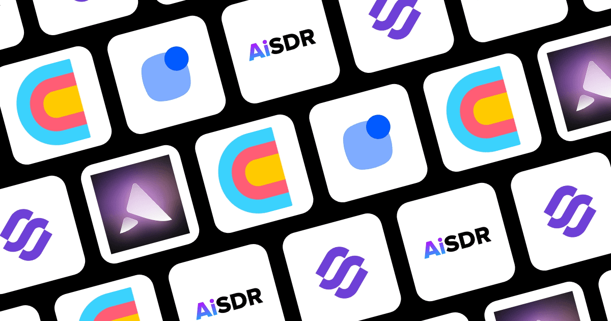 Logo grid of Artisan, AiSDR, Salesforge, Reply.io, and Clay for an AI BDR software comparison