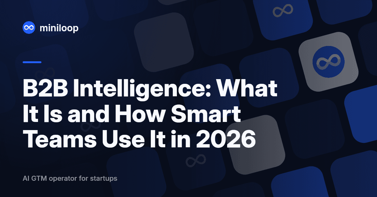 B2B intelligence signals. job changes, funding alerts, intent data. flowing into an outbound workflow diagram