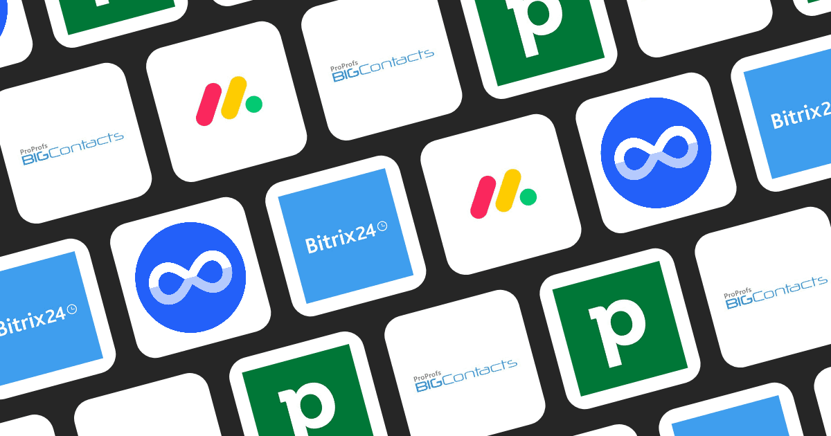 Logos of Bitrix24 and top CRM alternatives including Miniloop, BIGContacts, monday.com, and Pipedrive