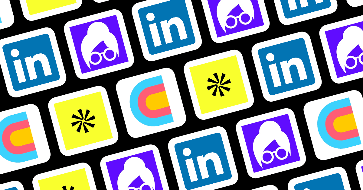 Logos of Apollo.io, Clay, LinkedIn, Lusha, and RocketReach for email to LinkedIn profile enrichment