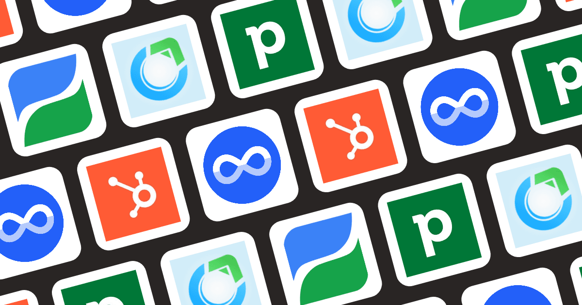 Logo grid of Saleoid, HelloGrowthCRM, HubSpot, Pipedrive, Zoho CRM, Salesforce, and Miniloop