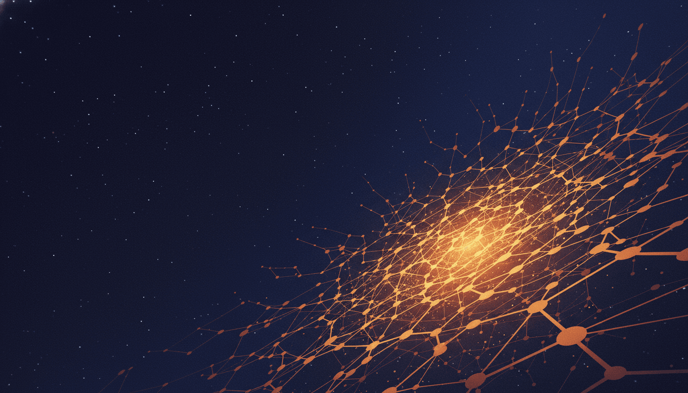 Abstract AI neural network constellation representing generative engine optimisation and AI search