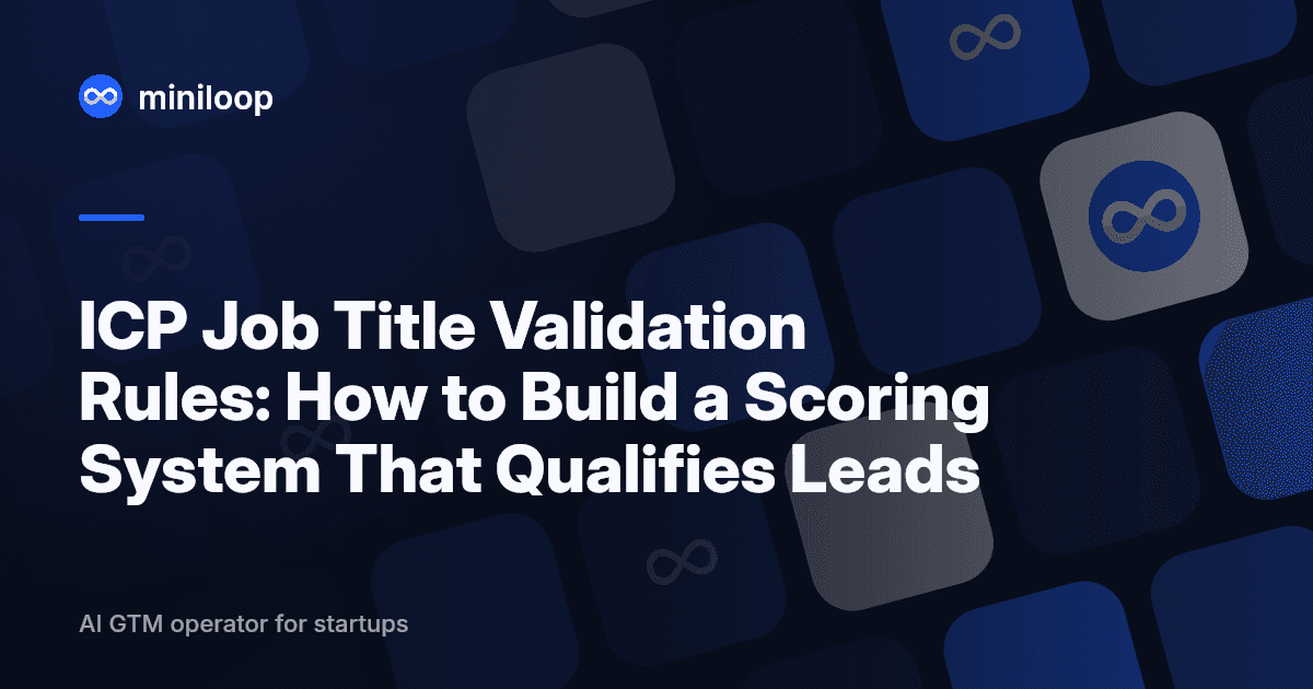 A structured scoring rubric showing job title validation rules with role fit, seniority signals, and negative filters