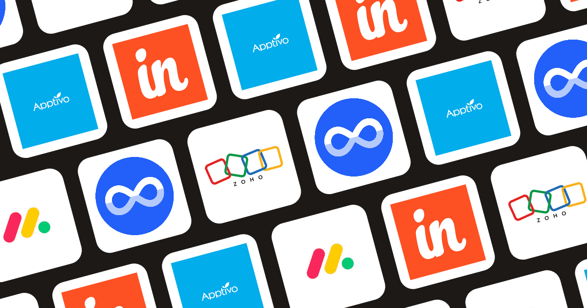 Logos of Insightly, Zoho CRM, monday.com, Apptivo, and Miniloop representing top CRM alternatives.