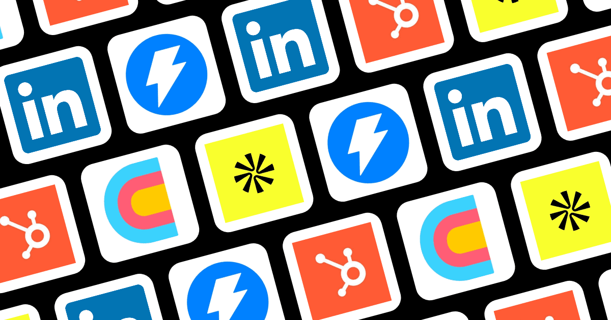 Icon grid of LinkedIn, Apollo, HubSpot, Instantly, and Clay logos representing common lead generation activities and tools