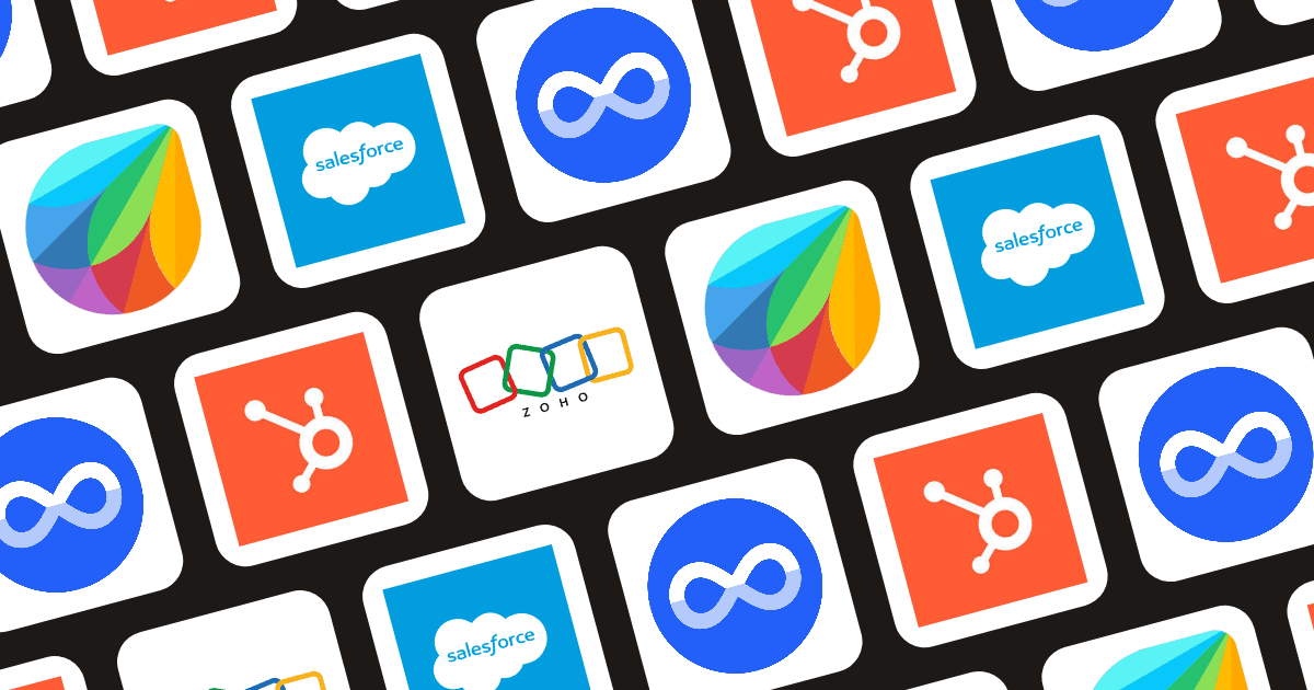 Logos for the top Microsoft Dynamics CRM alternatives, including Salesforce, HubSpot, Zoho, Freshsales, and Miniloop
