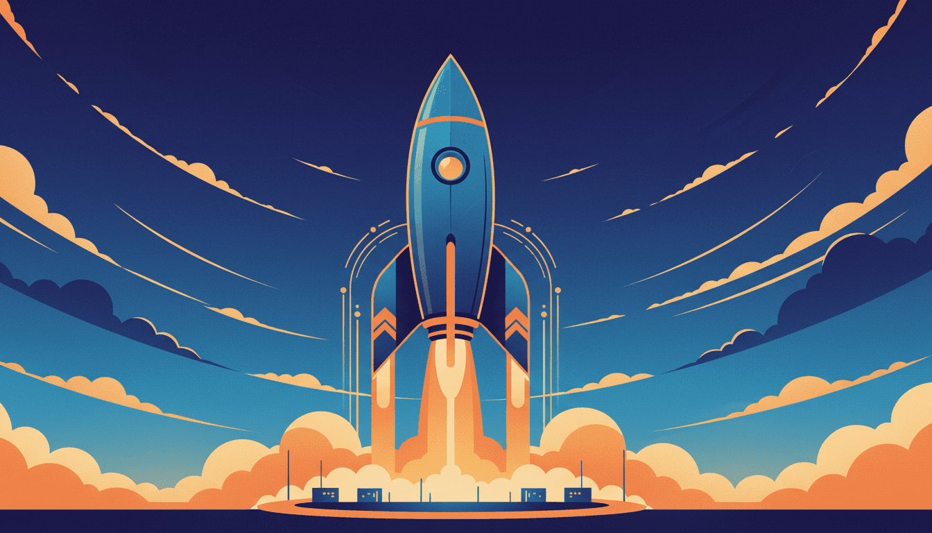 Product-led growth rocket launching upward — PLG tactics for SaaS startups
