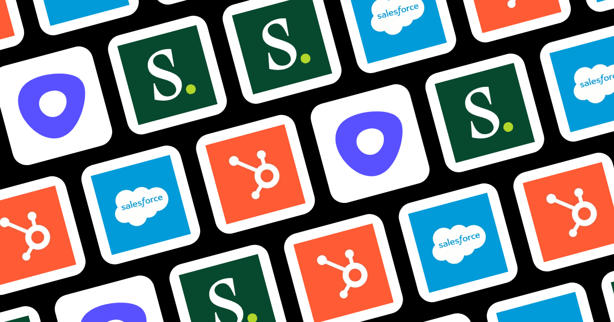 Logos of HubSpot, Salesforce, Outreach, and Salesloft representing the CRM and sales engagement platforms sales email generators plug into